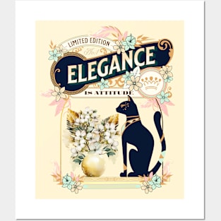 Elegance is Attitude, Cat Lover Posters and Art